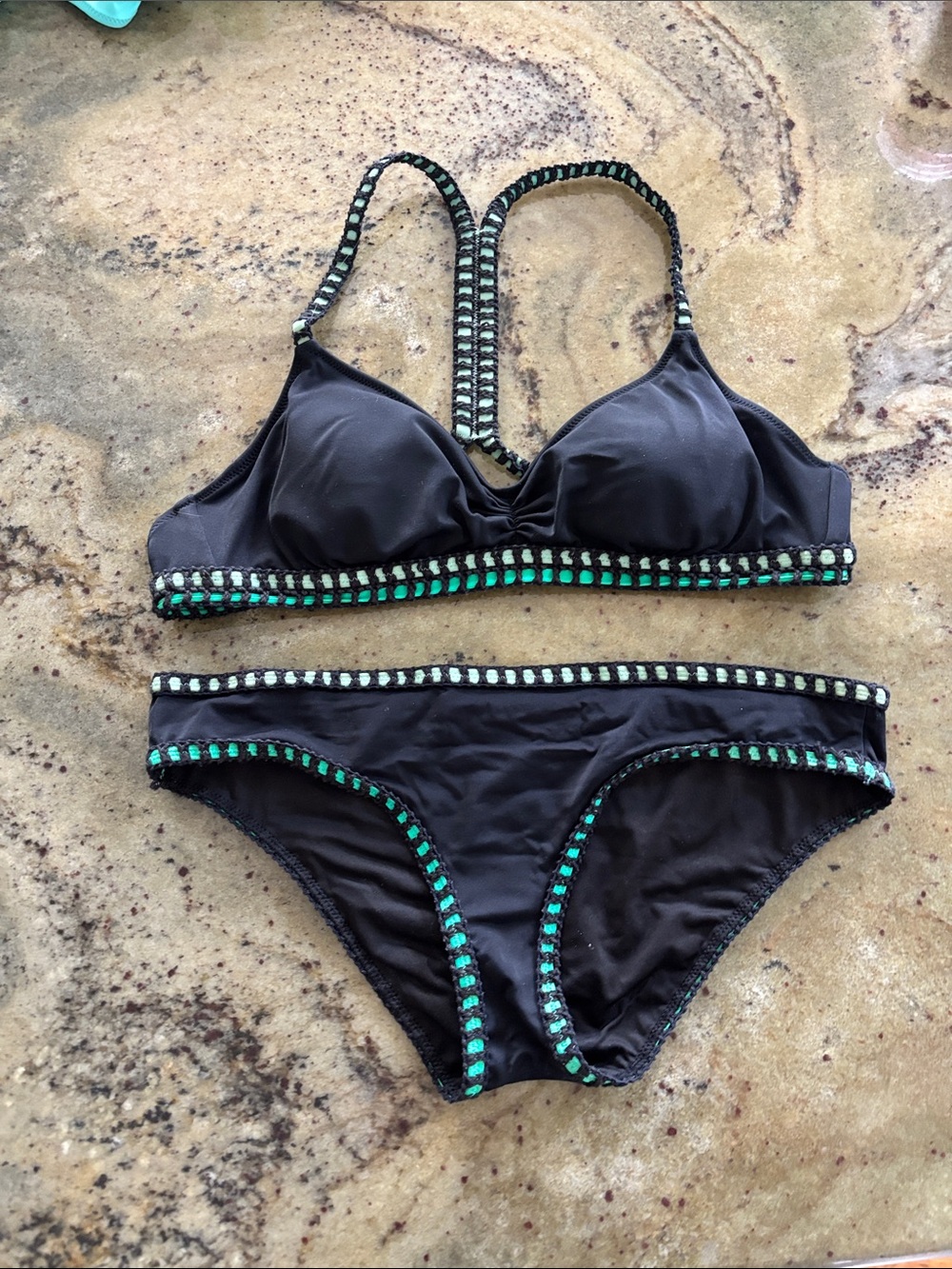 Victoria's Secret Black Bikini with Teal Trim